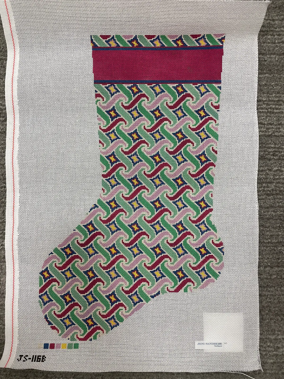 * Jeni Sandberg Js1116b  Swirl Christmas Stocking- Purple And Green 1