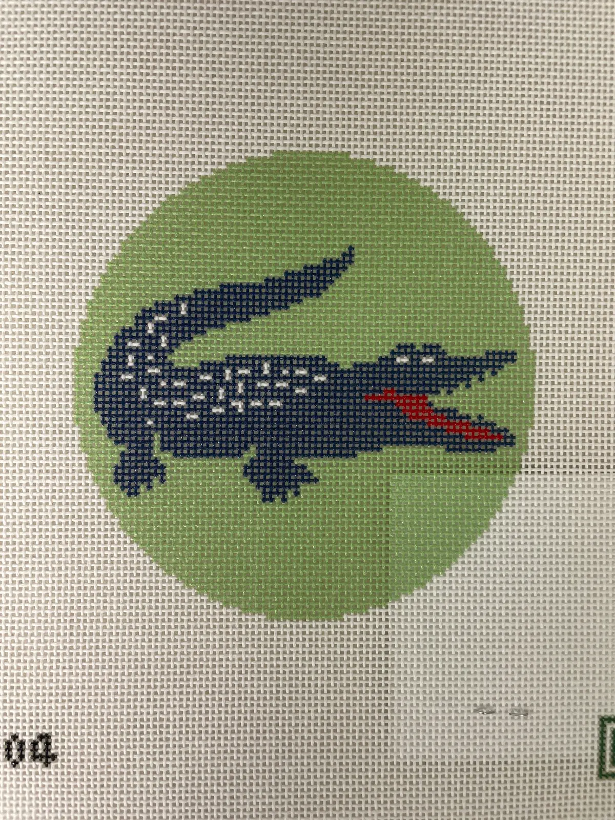 Mf Needlepoint Blue Alligator Round 1