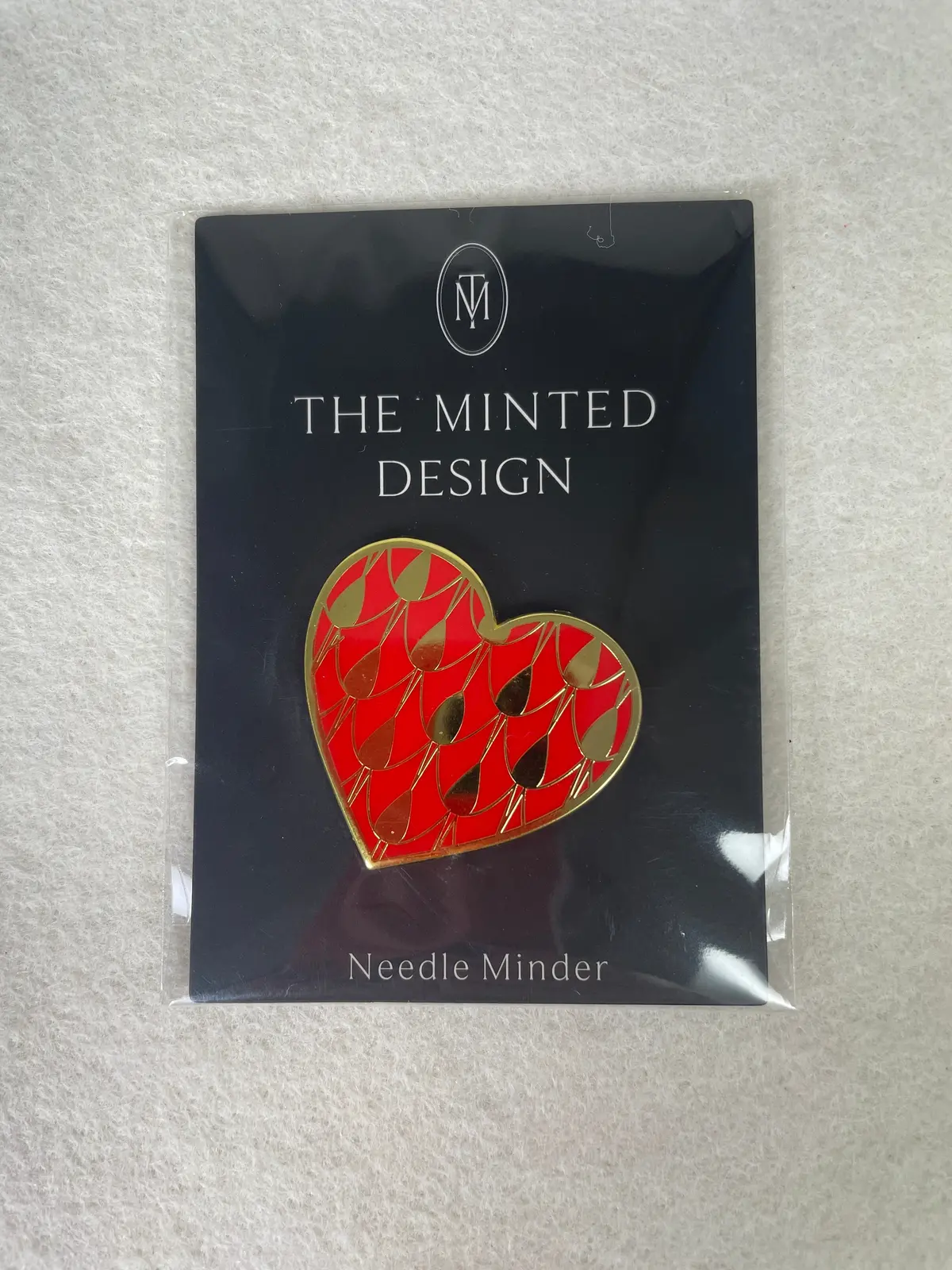 The Minted Design Designer Inspired  Red Heart Needle Minder 1