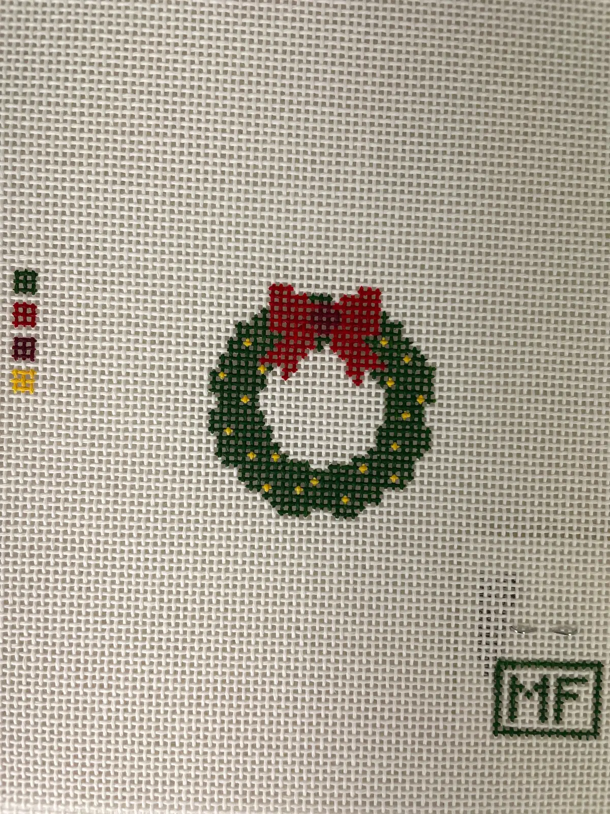 Mf Needlepoint Wreath Mini Bag Charm 1