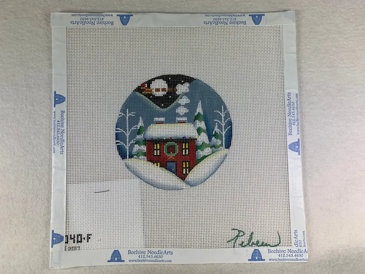 Rebecca Wood 1040F Wreath Winter Cabin 1