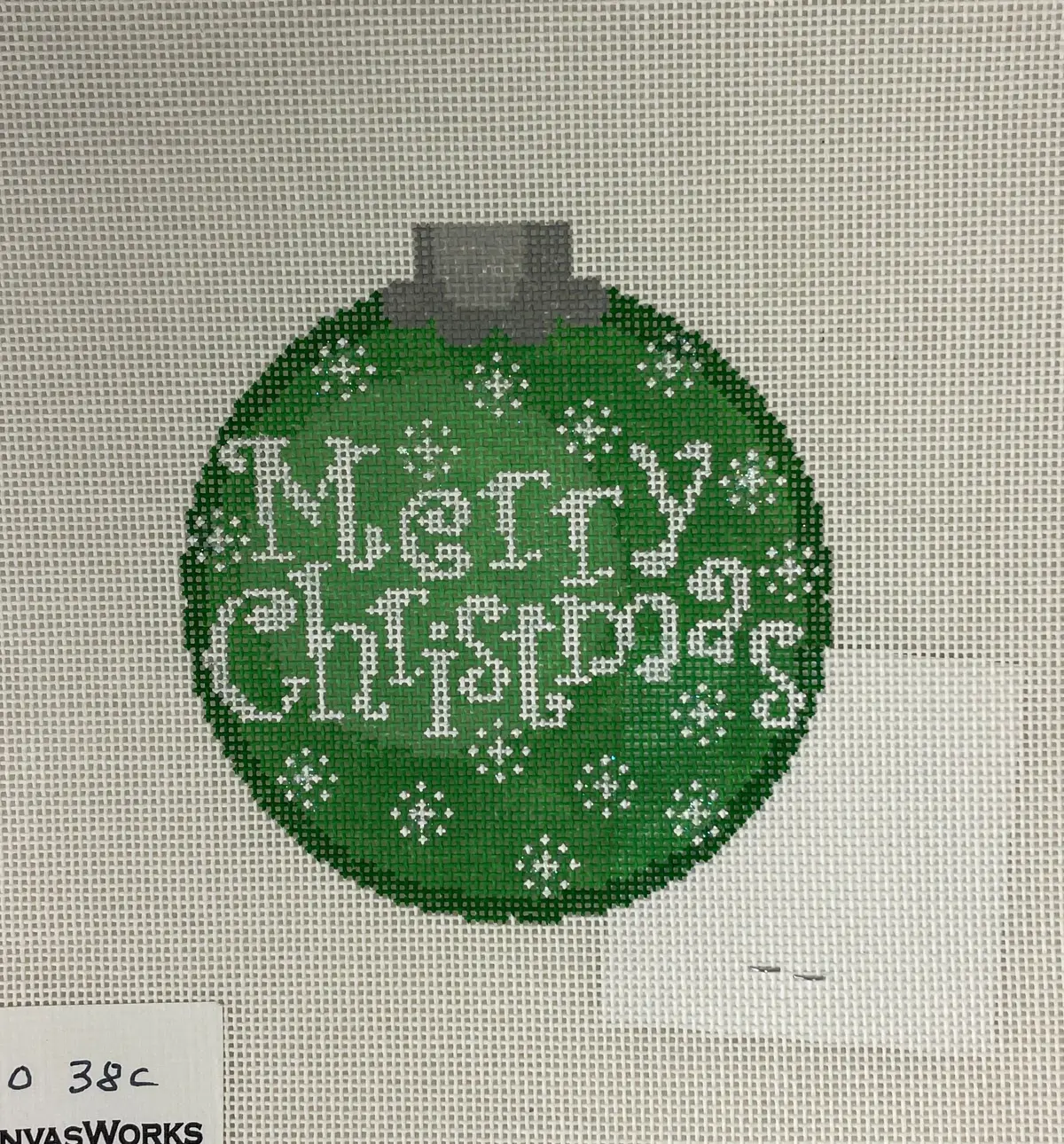 * Canvasworks Co38c Merry Christmas Green Ornament 1