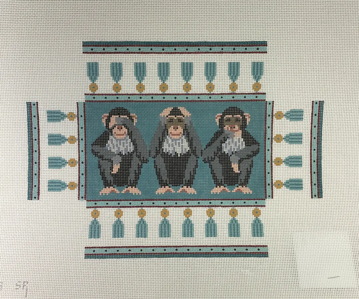 * Susan Roberts Needlepoint 0383 Hear, See, Speak No Evil Brick Cover 13M 1
