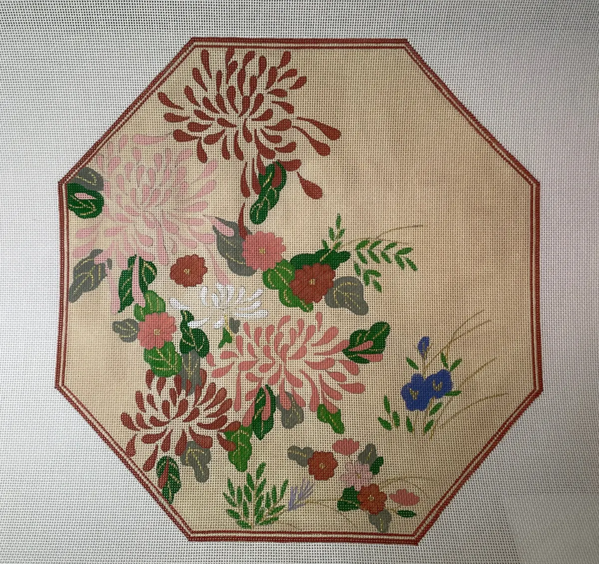 Cbk Needlepoint Designs Lc-3056A Chrysanthemums- Rust 18M 1