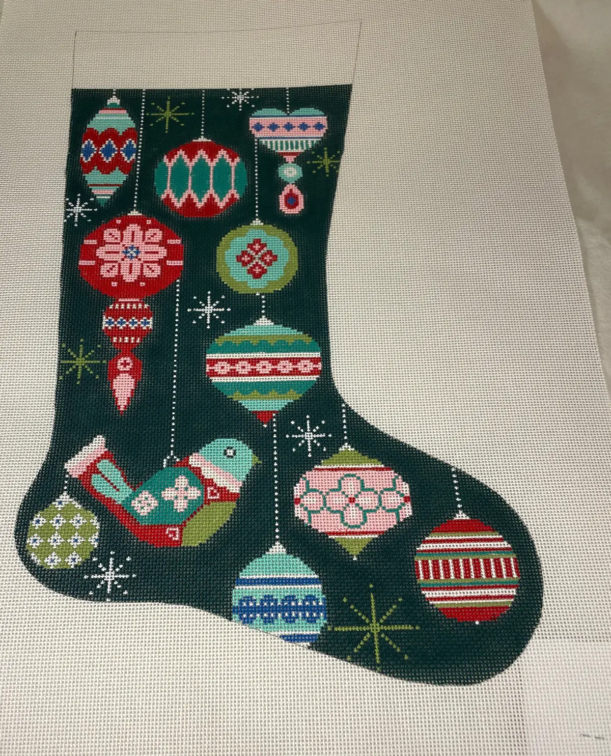 Alice Peterson 4340 Partridge And Ornaments Stocking 1