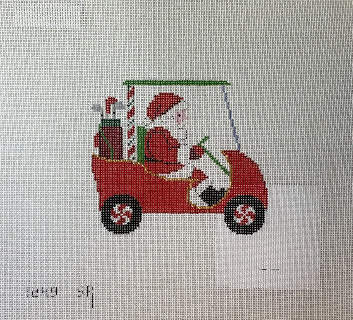 Susan Roberts  Needlepoint Designs 1249 Golf Cart Santa 1
