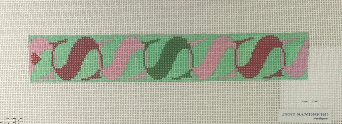 * Jeni Sandberg 'S' Letter Key Fob- Green And Pink Jss3a 1