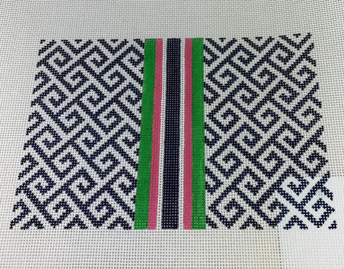 Kristine Kingston Designs Kkp-133 Green, Pink And Navy Clutch 1