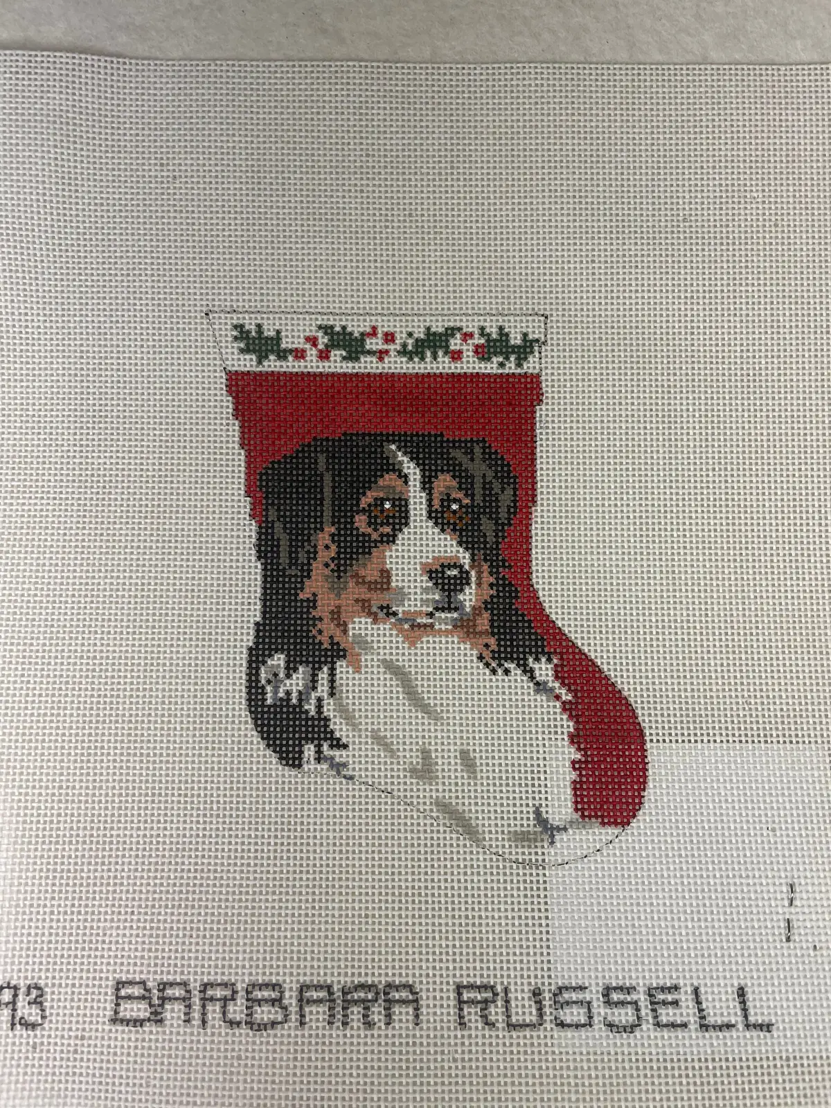 *Sale Barbara Russell Br93 Bernese Mt. Dog Mini Stocking 1