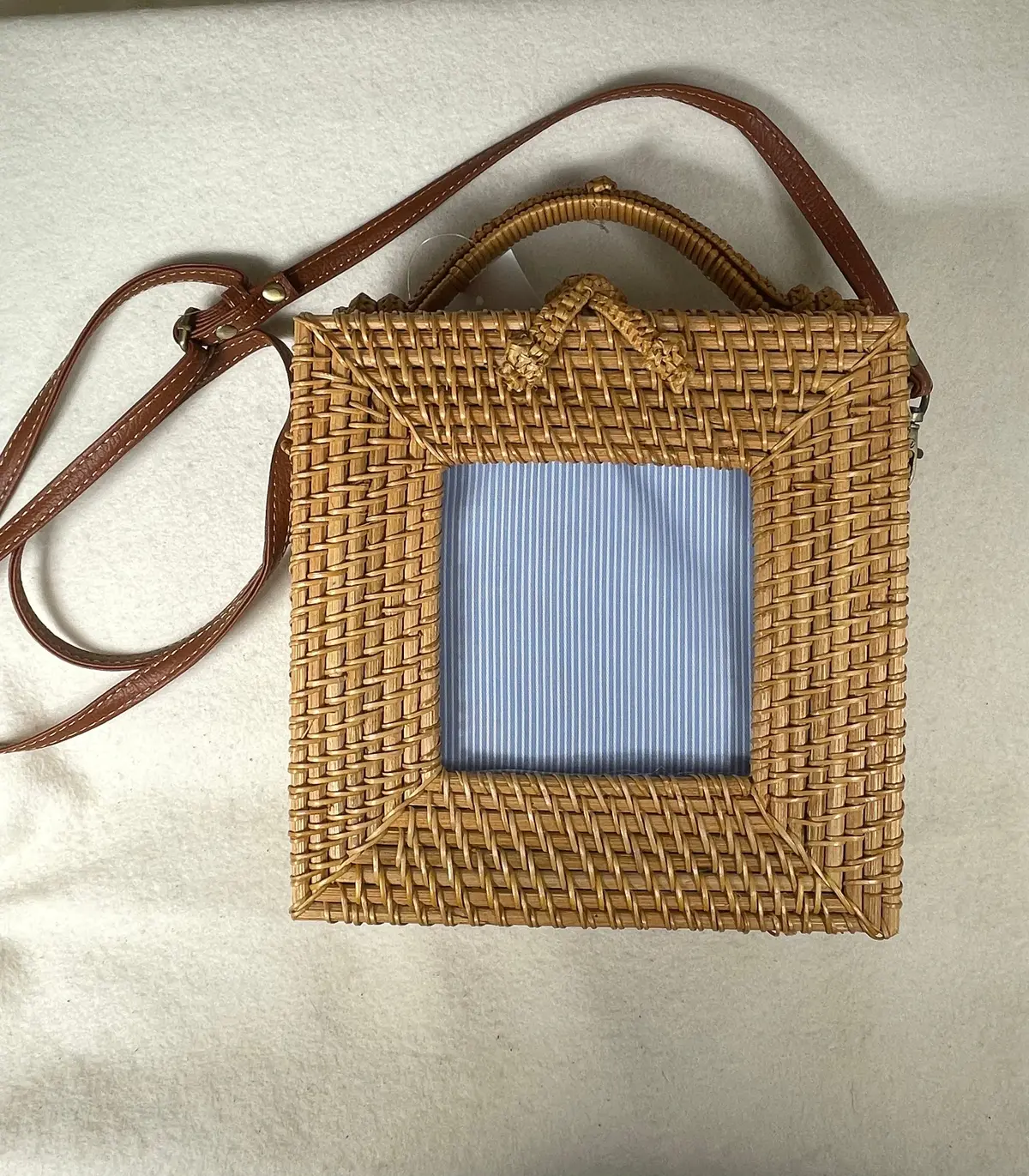 * Penny Linn Designs 4X4 Square Wicker Bag- Brown 1