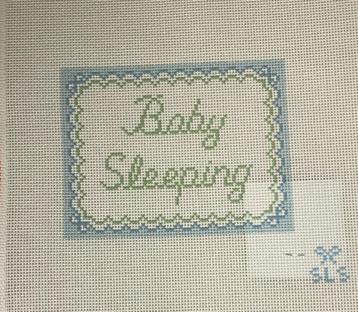 Sls Needlepoint Baby Sleeping- Blue 1