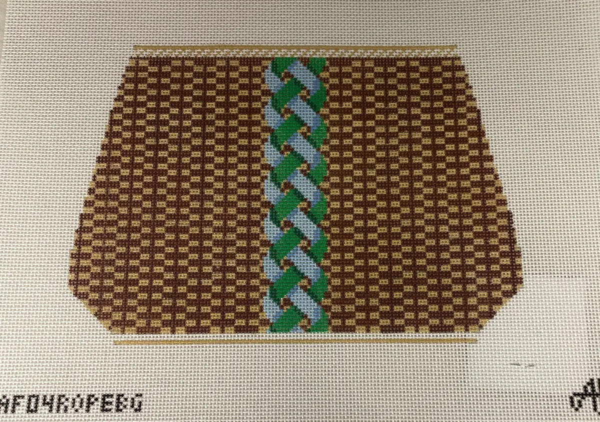 * Anne Fisher Needlepoint Af04ropebg Blue Rope Basket Clutch 1