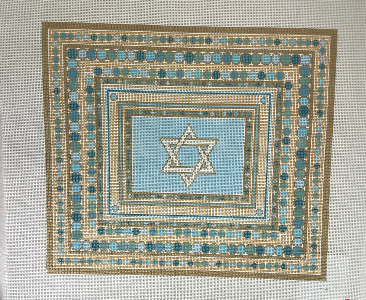 * Rachel Barri China Pattern Xl With Star Of David / Gold And Turquoise 1