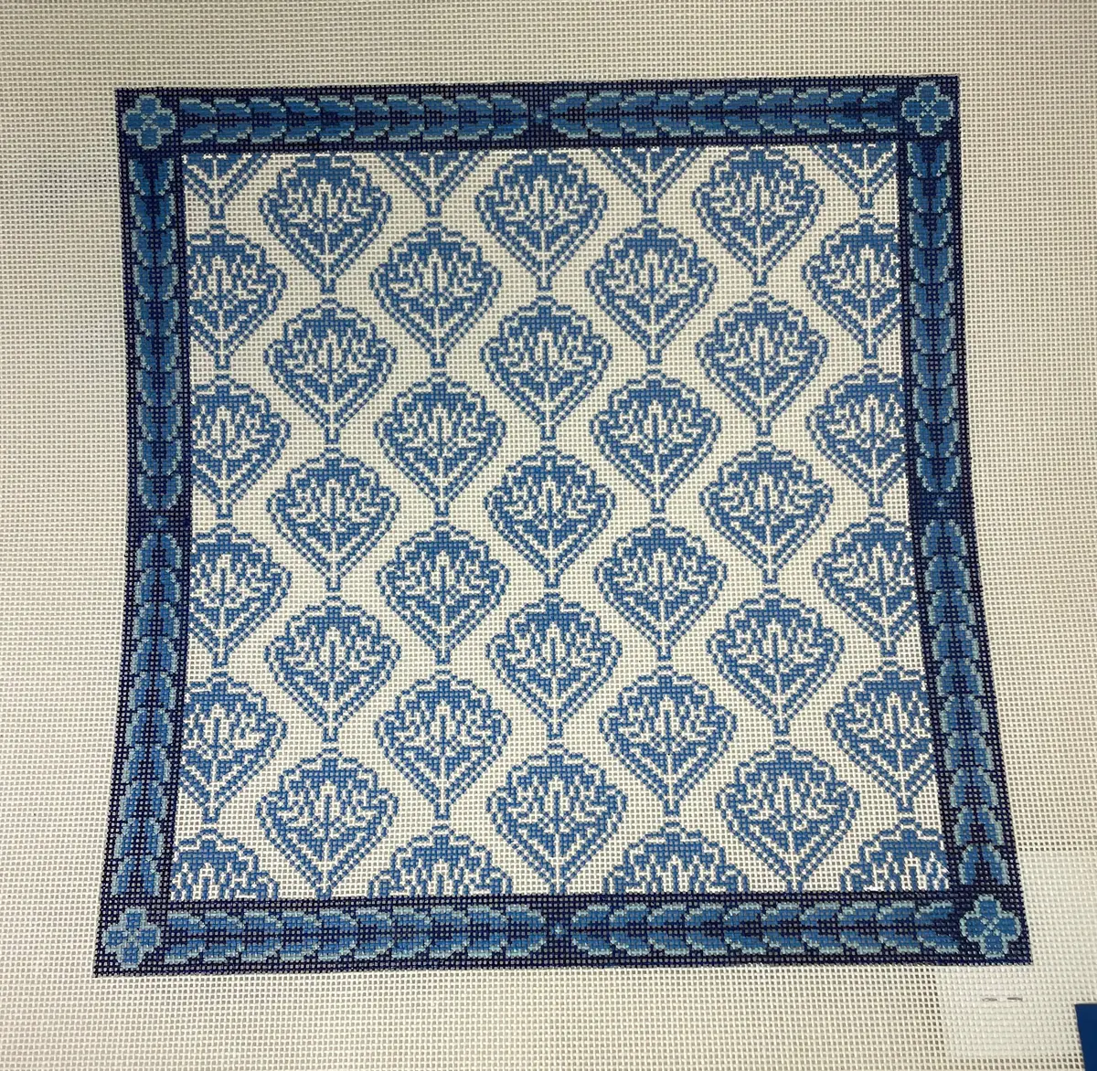 * Anne Fisher Needlepoint Af76 Blue Medallion Floral Pillow 1