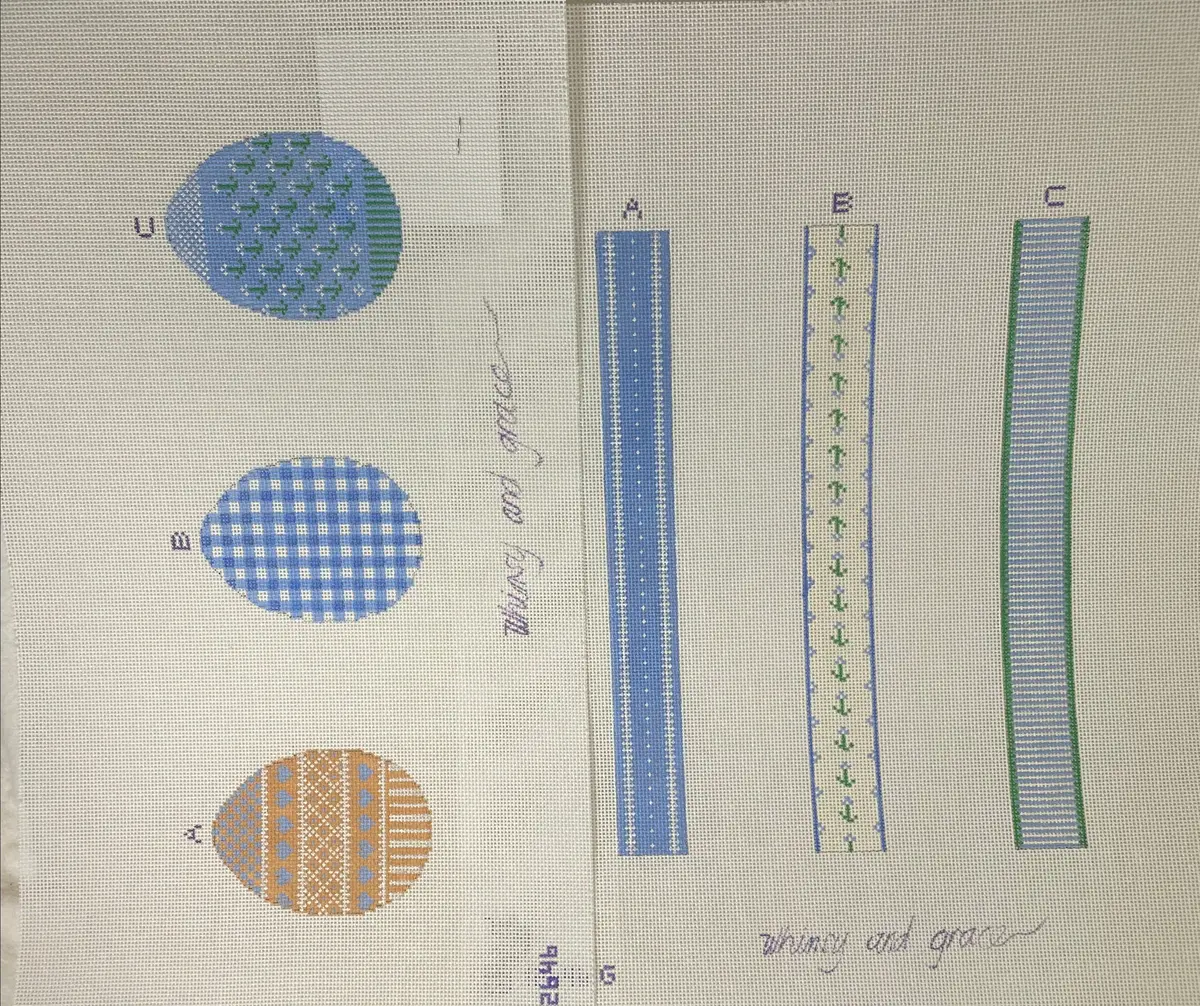 * Whimsy And Grace Wg12646 Ray's Three Egg Omelette- Blue Gingham, Brown Egg With Gusset 1