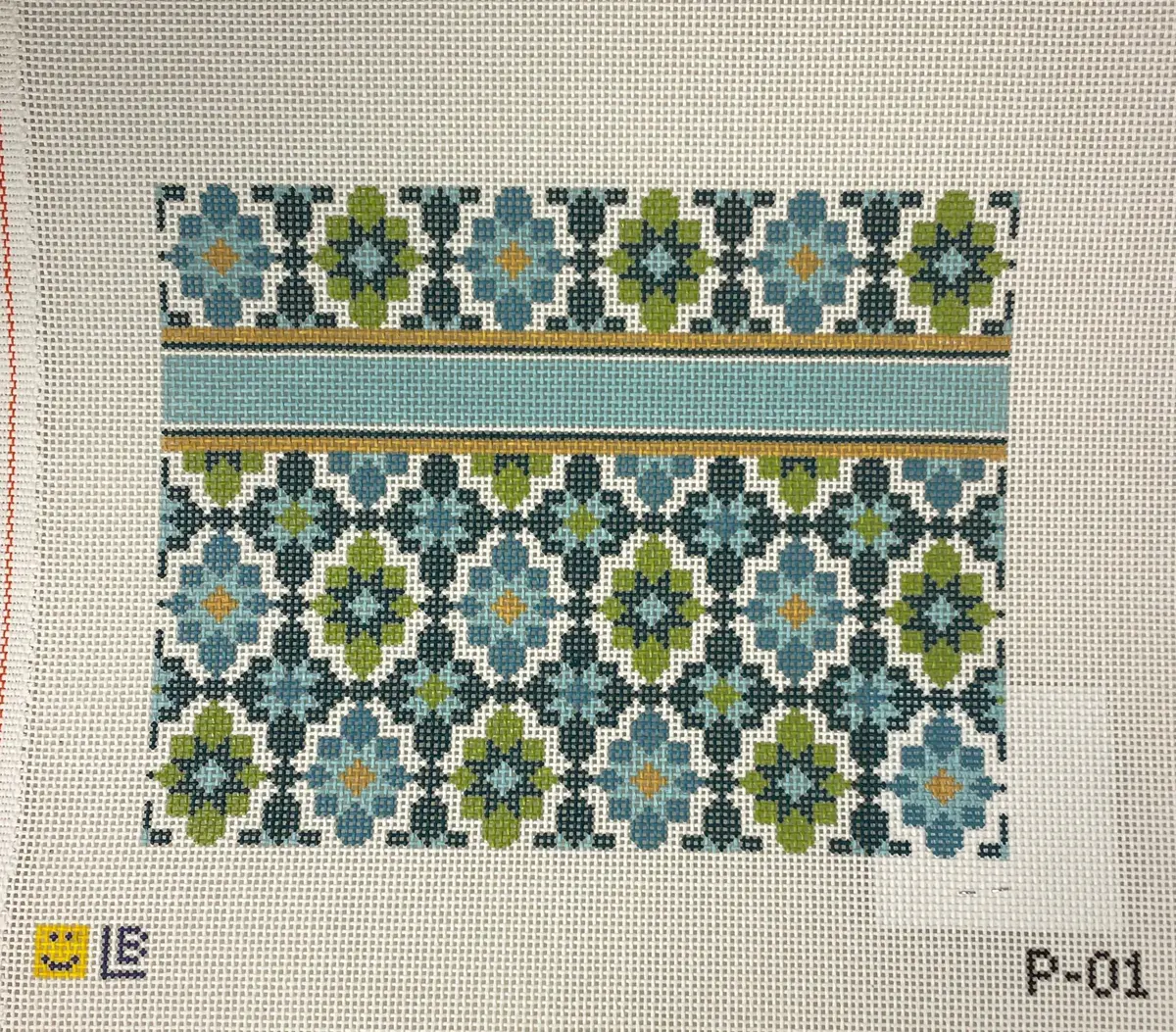 * Lauren Bloch Designs P01 Portuguese Tiles Clutch- Turquoise 1
