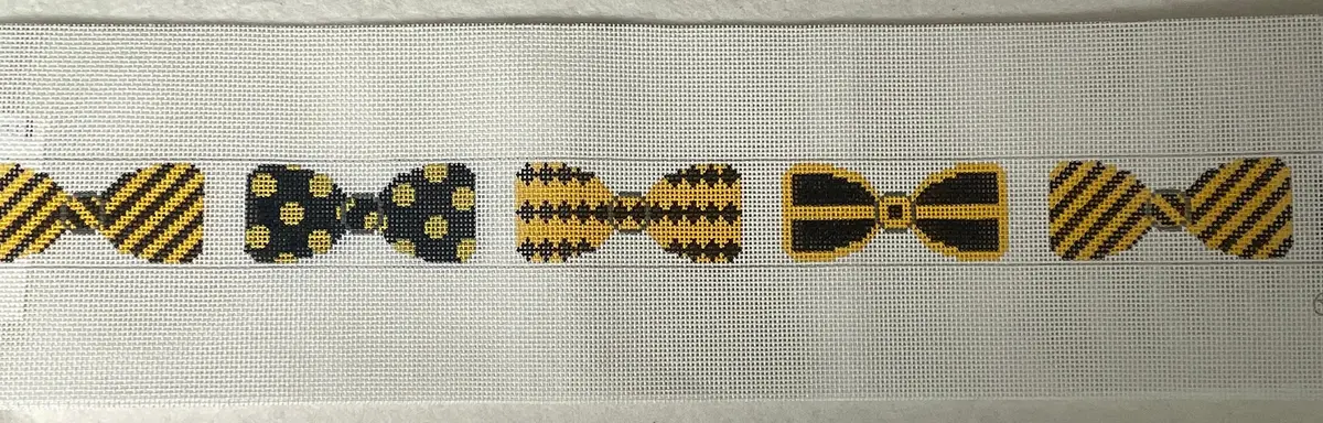 * Cbk Needlepoint 335A Bow Ties Black And Gold Belt 1