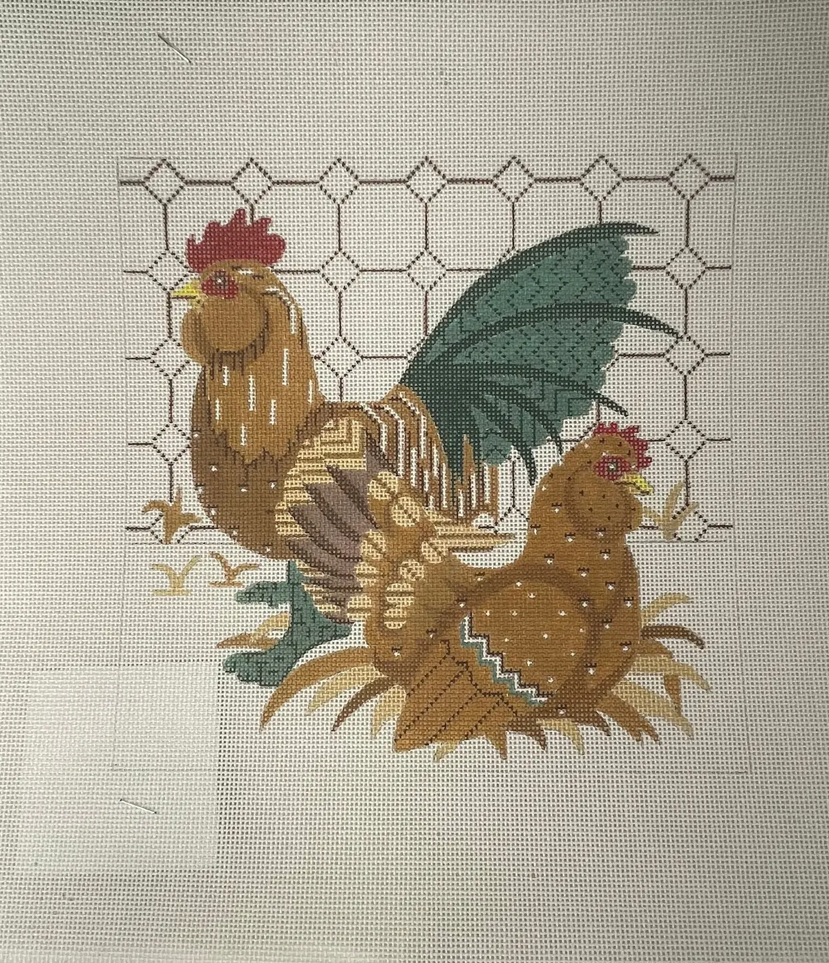 *Sale Cbk Needlepoint Mn2024 Brown Chickens 1