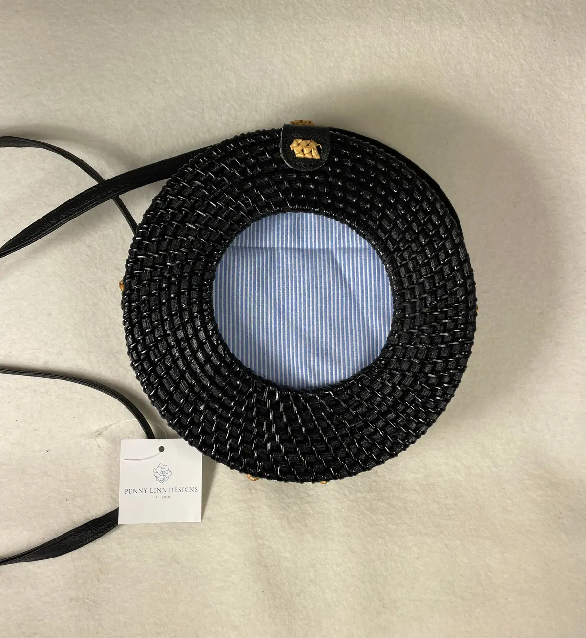 Penny Linn Designs 4X4 Round Wicker Bag- Black 1