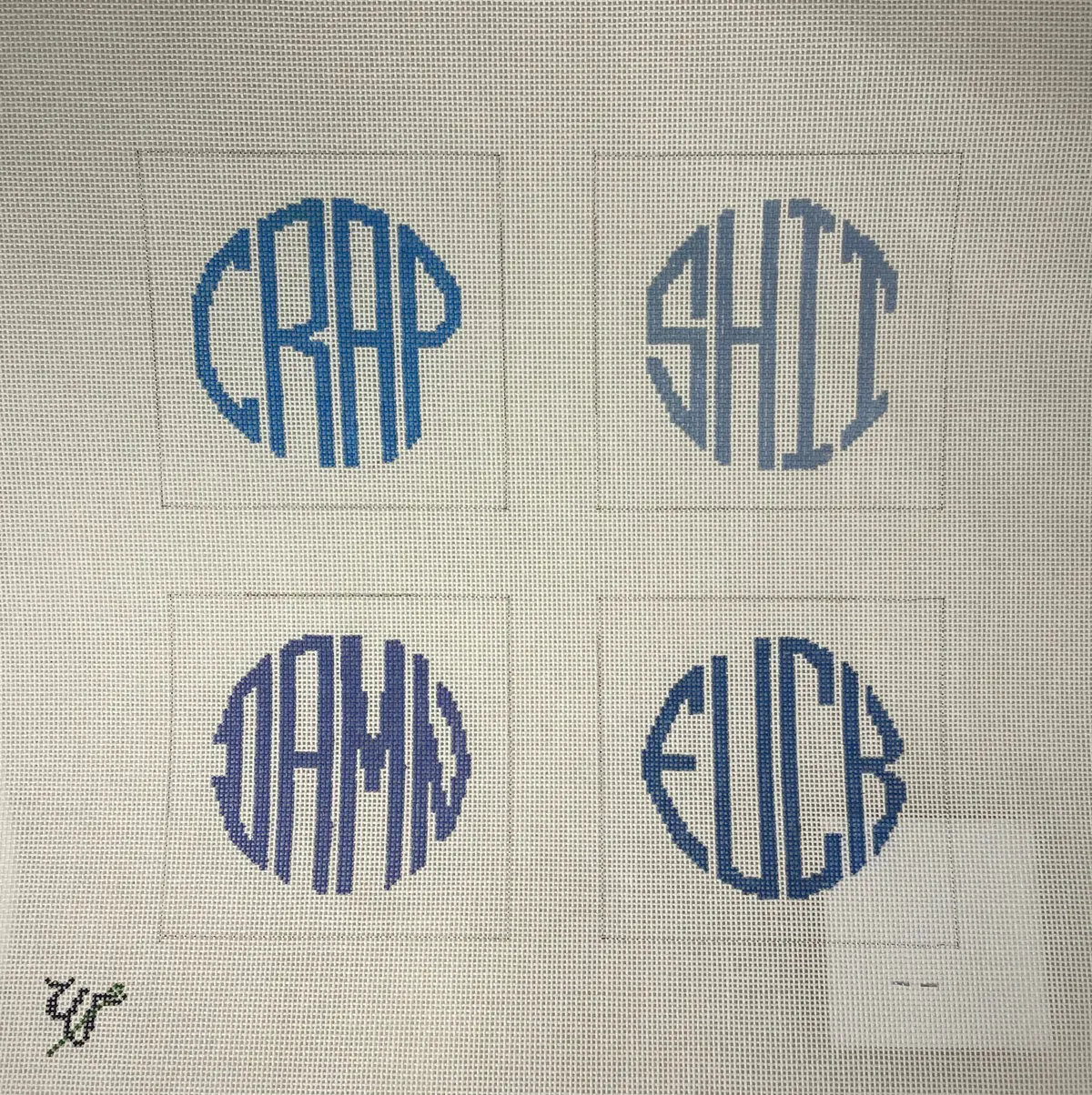 * Wipstitch 081 Square Dirty Coasters- Blue 1