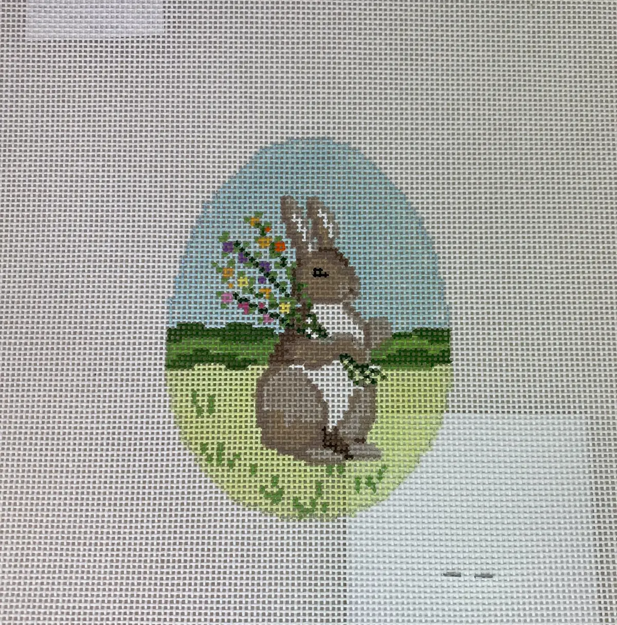 Susan Roberts Needlepoint 445 Bunny With Flowers 1