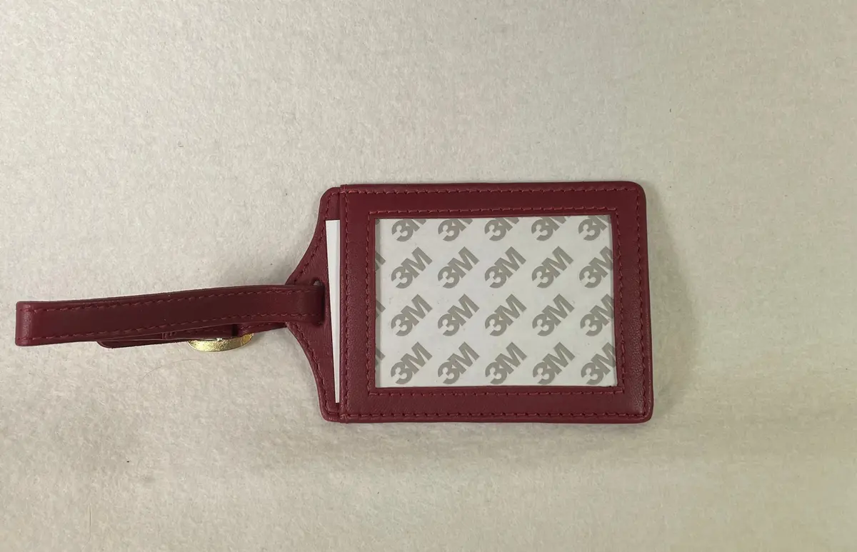 Planet Earth Leather Luggage Tag- Cranberry 1