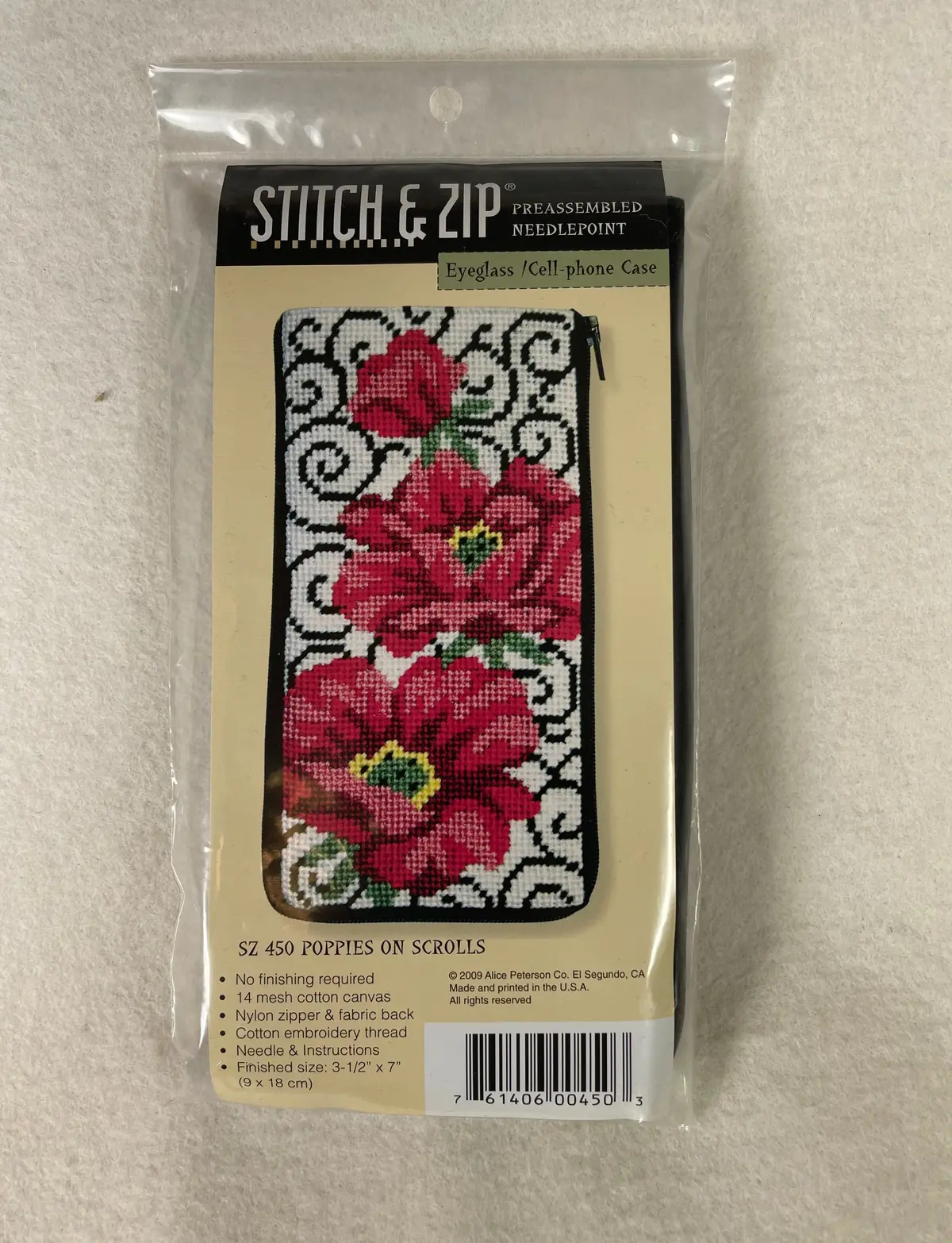 Alice Peterson Sz450 Poppies On Scrolls Eyeglass Case 1
