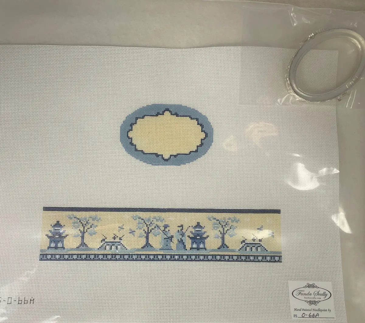 * Funda Scully Fs-O-66A Quilt Toile Asian Blue Hinged Box 1