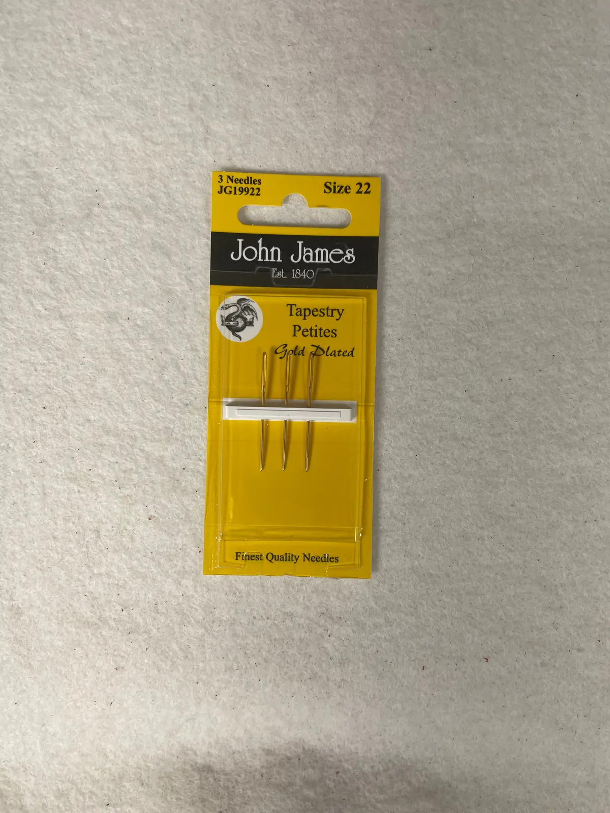 * John James Tapestry Petites Gold Plated Needles- Size 22 1