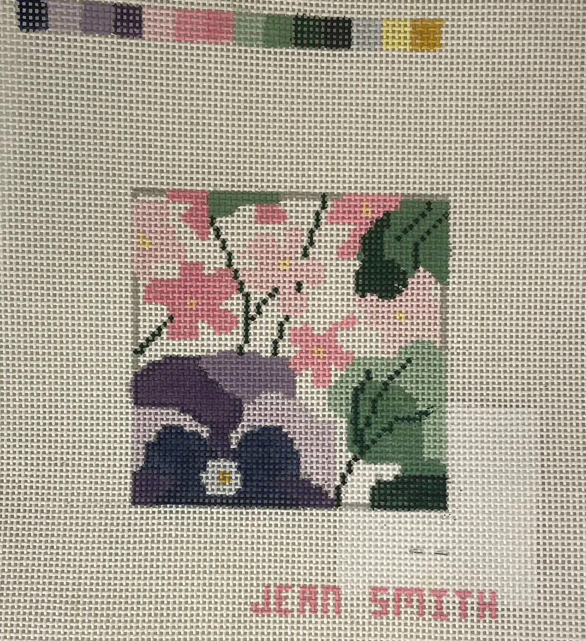 Jean Smith Design 139A Pansy Garden Coaster #1 1