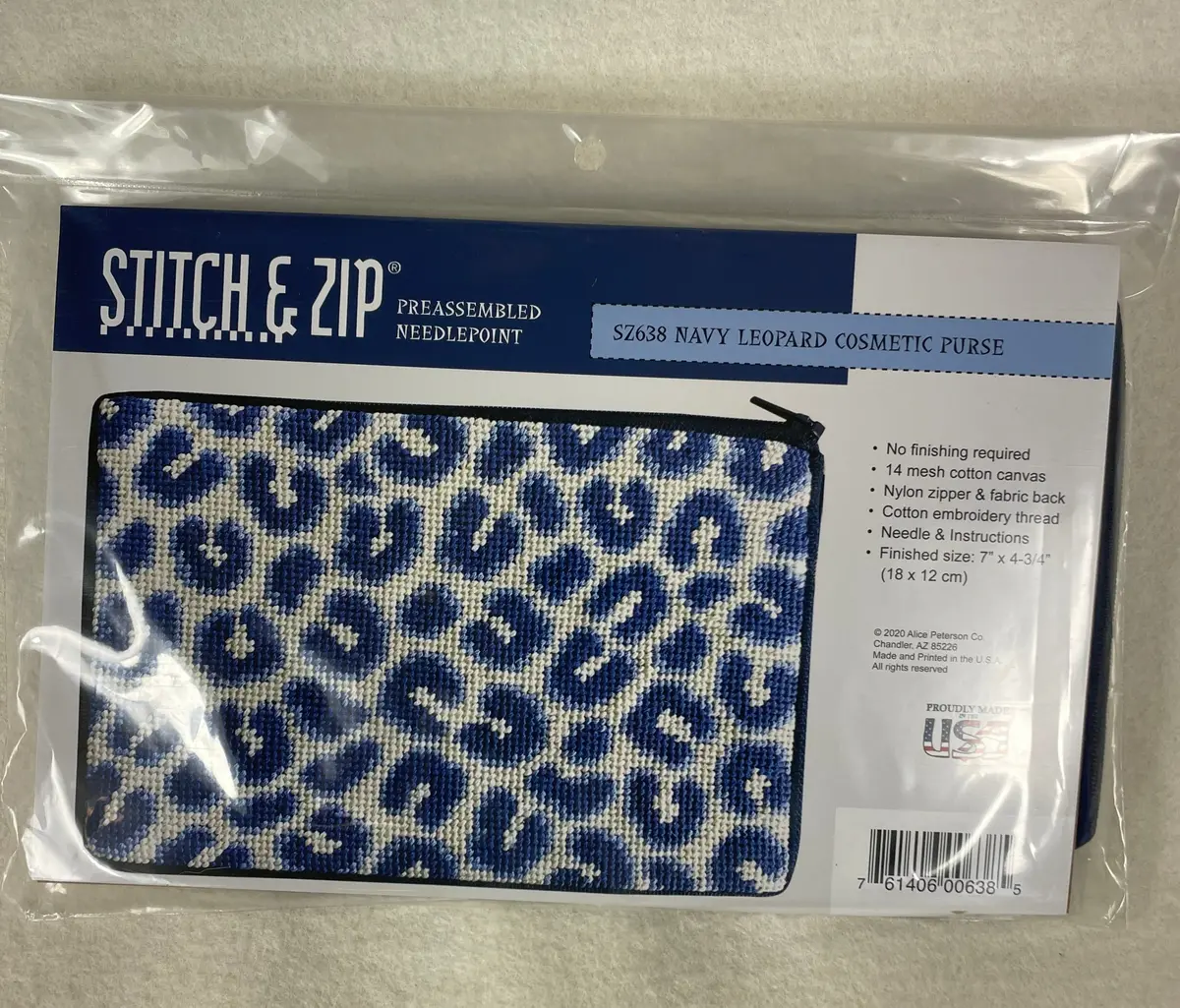 Alice Peterson Sz638 Navy Leopard Cosmetic Purse 1
