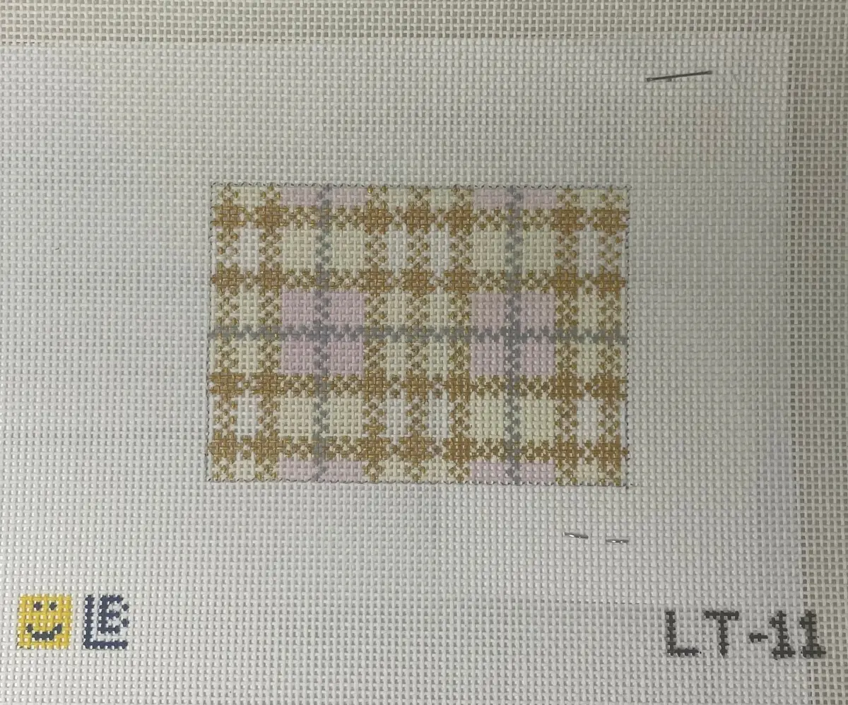 * Lauren Bloch Lt11 Wedding Gold Plaid Luggage Tag 1
