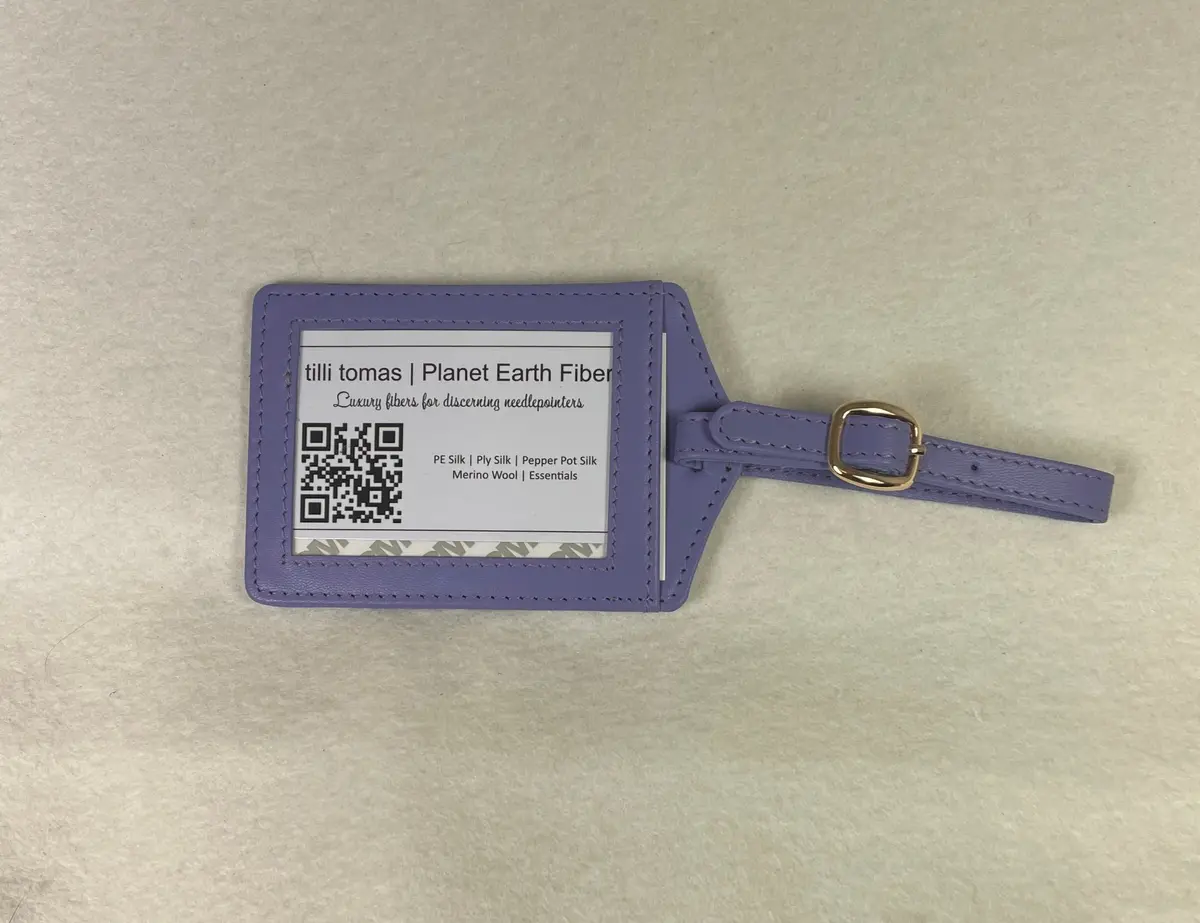 Planet Earth Leather Luggage Tag- Lilac 1