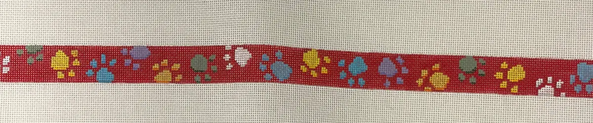 * Susan Roberts Needlepoint C1903 Dog Paw Dog Collar 1