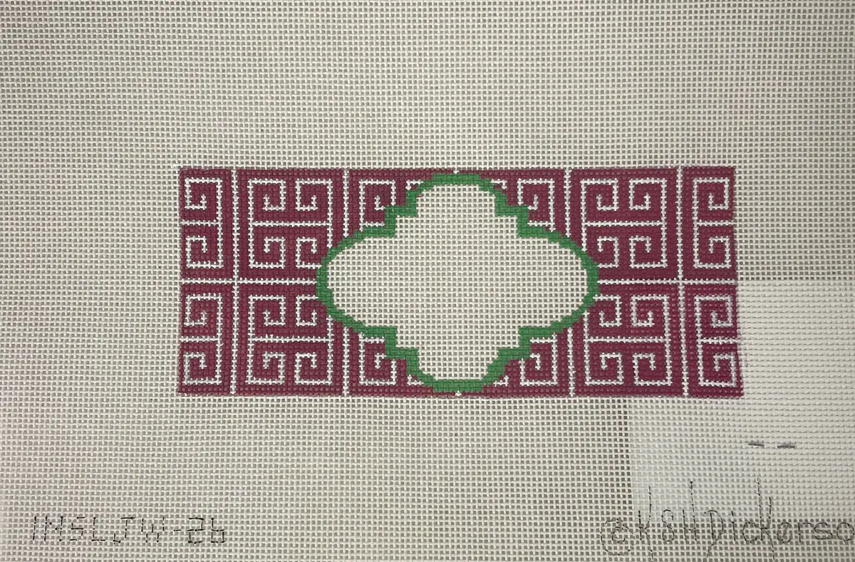 * Sale- Kate Dickerson Insljw-26 Pink/ Green Greek Key Insert 1