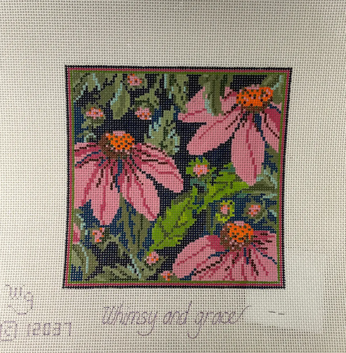 * Whimsy And Grace Wg12037 13Ct Pink Echinacea Eye Glass Case 1