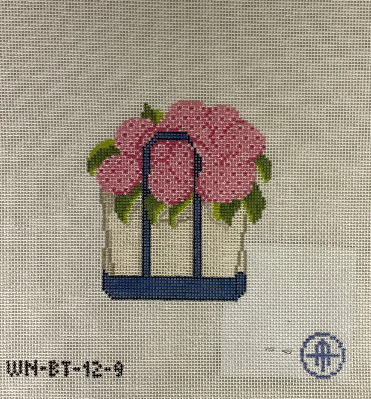 *Wheelhaus Needlepoint Bt12-9 - Pink Hydrangea Tote - 18 Mesh 1