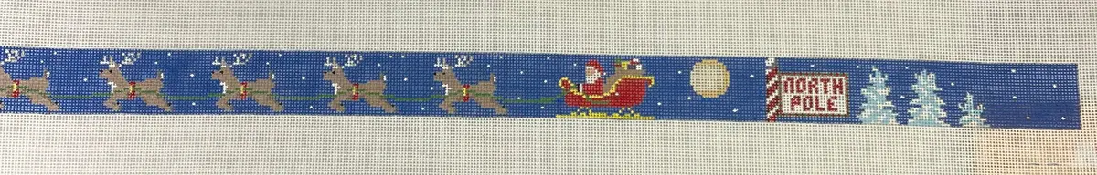 * Susan Roberts Needlepoint 0346 Rudolph And Reindeer Sleigh Belt, 18M 1