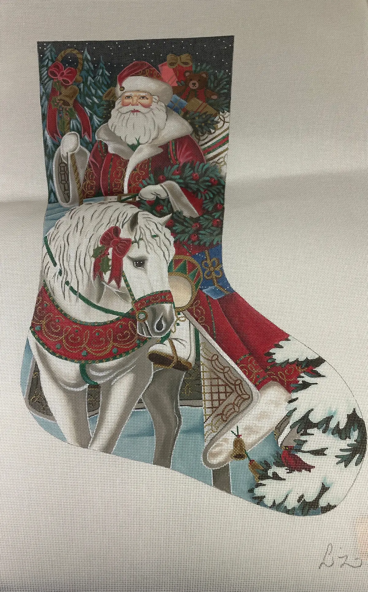 * Susan Roberts Ttaxs312-18 Santa On Horseback Stocking 1