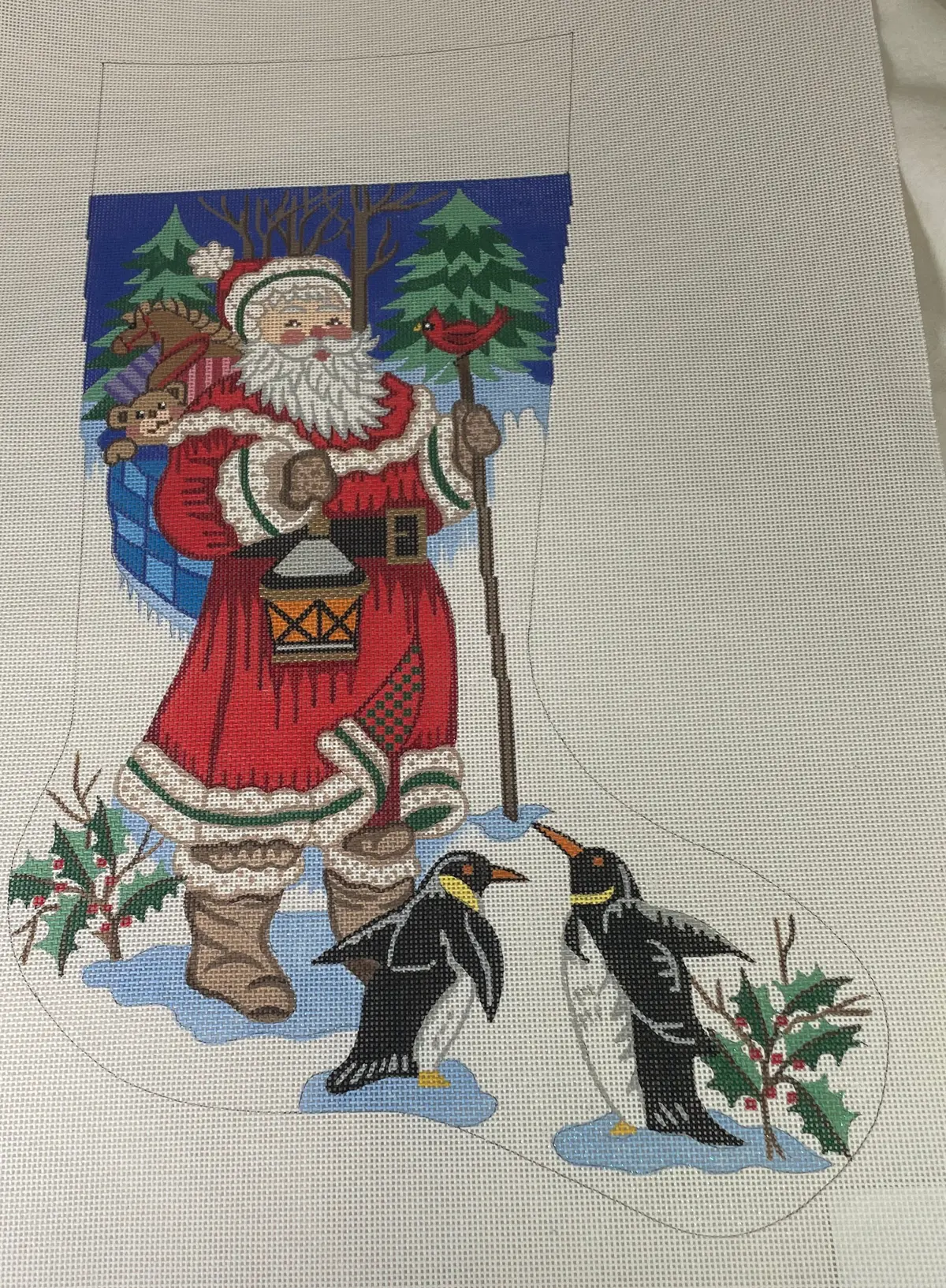 *Alexa Designs Cs7259 Christmas Stocking Santa With Penguins 1