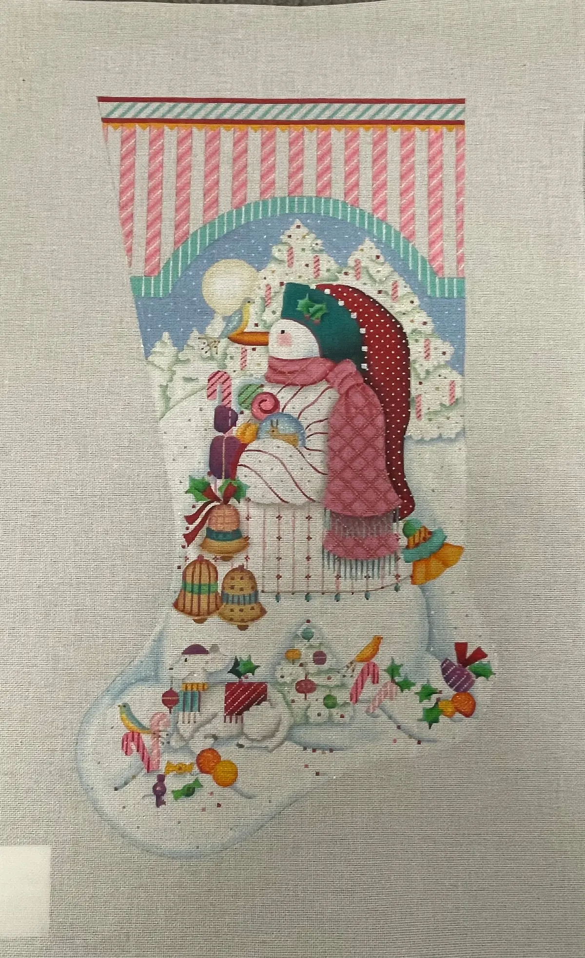 * Melissa Shirley 729D Peppermint Stick Snowman Stocking- 18M 1