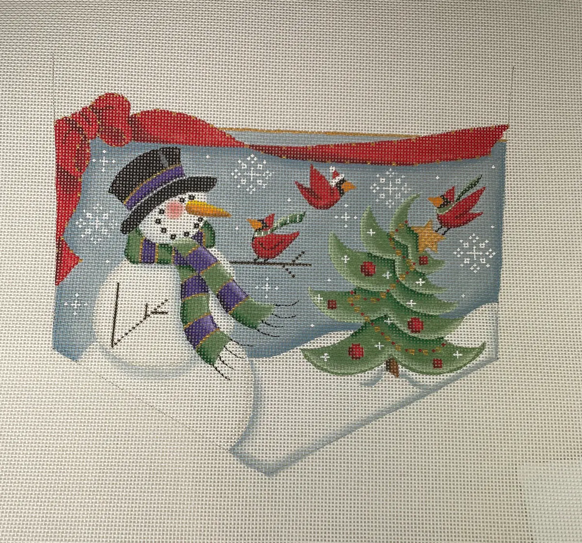* Rebecca Wood 1480A Cardinal Christmas Stocking Cuff- 13 Mesh 1