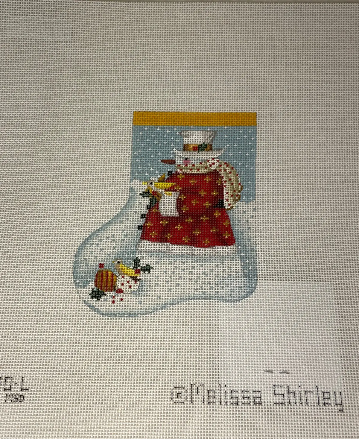* Melissa Shirley 0730L Golden Star Snowman Mini Stocking 1