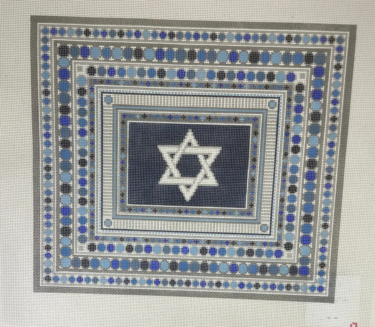 * Rachel Barri China Pattern Xl With Star Of David / Silver And Blues 1