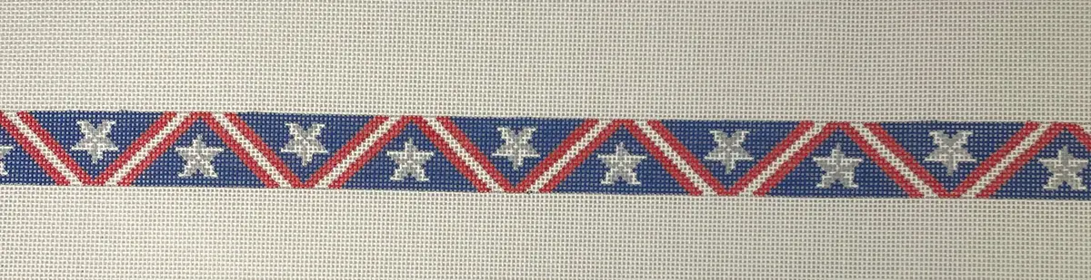 * Susan Roberts Needlepoint 1938 Stars And Stripes Dog Collar- 18M 1