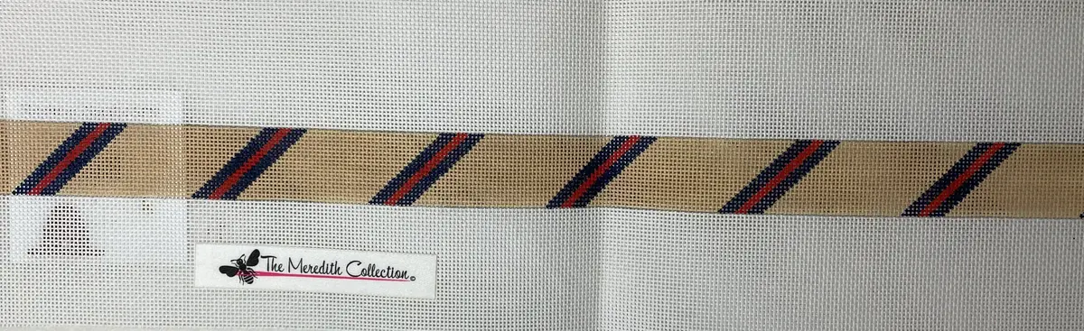 * Meredith Collection 121B Diagonal Stripe- Red/Camel/Navy Belt 1