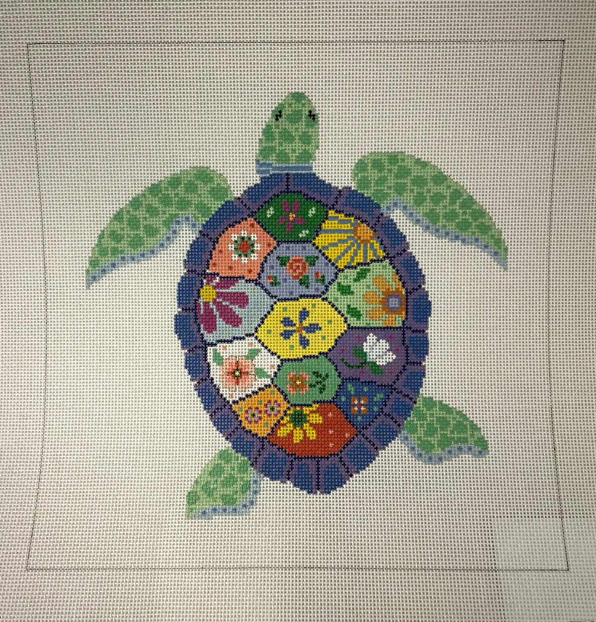 * Susan Roberts Needlepoint 1074 Turtle Garden 13M 1