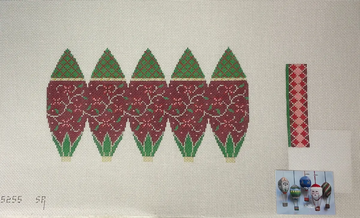 * Susan Roberts Needlepoint 5255 Floral Vine Hot Air Balloon 1