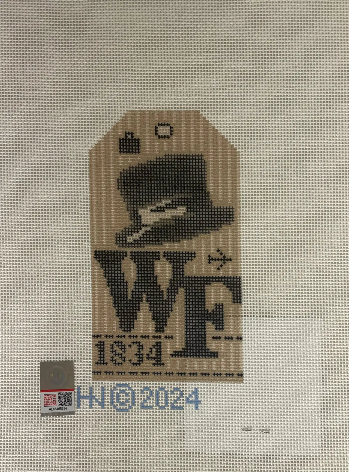 * Hedgehog Needlepoint Wake Forest Retro Travel Tag 1