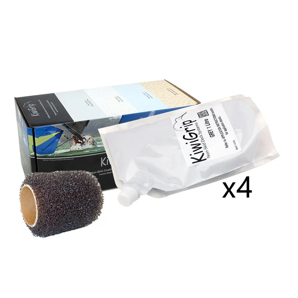 Kiwigrip 4 - 1 Liter Pouches - Grey W/4" Roller [Kg-4Gp-R] 1